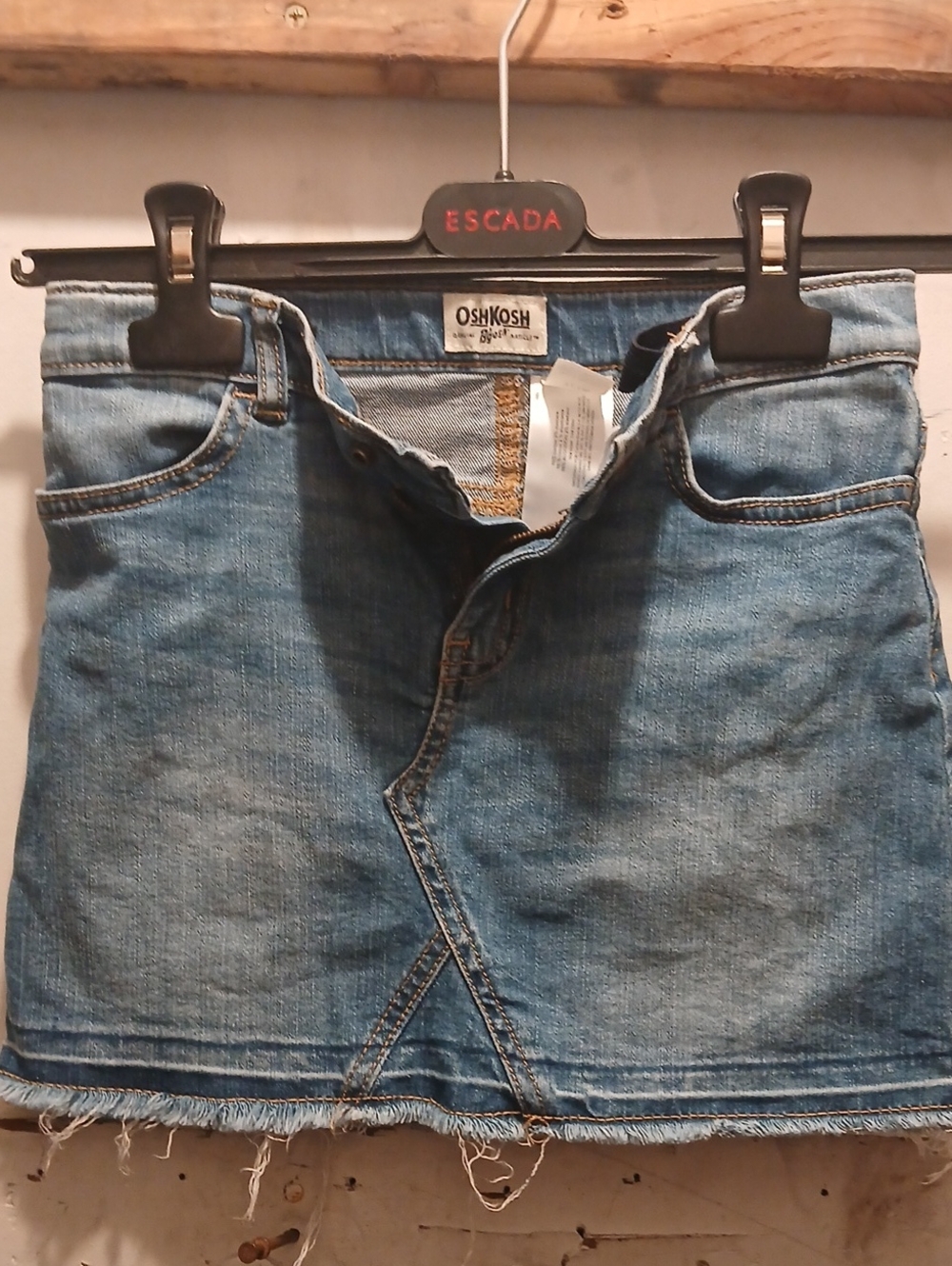 OshKosh B'gosh Light Blue Denim Skirt Distressed Hem Size 7